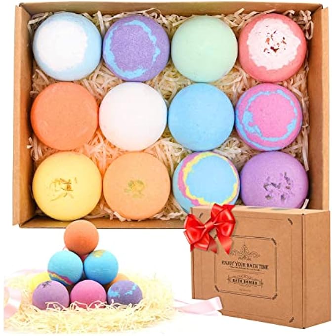 Bath Bombs Gift Set 12 Packï¼ŒShower Steamers Shower Bombs Bubble Bath Bath Essentials Self Care and Relaxation Stress Relief Gifts Card Birthday for Women Skin Moisturize, Kid Safe - Image 1